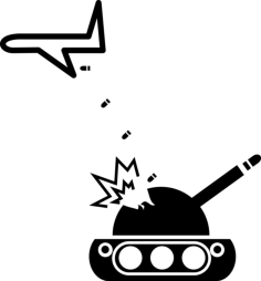 Airplane Throwing Bombs On A War Tank Contour Svg Vector, Free Vectors File